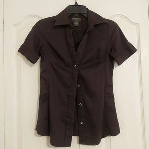 BR brown button shirt short sleeves collar
